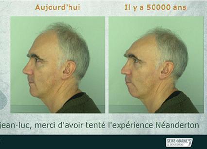 Cliché issu du dispositif multimédia "Neanderton" permettant de transformer son visage en celui d'un homme ou d'une femme de Neandertal