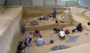 Vue du chantier de fouilles préhistoriques d'Etiolles (91)