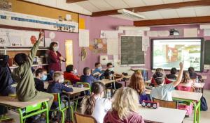 Vue depuis une classe d'une visite guidée à distance de l'exposition "Les Sénons"