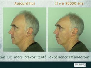 Cliché issu du dispositif multimédia "Neanderton" permettant de transformer son visage en celui d'un homme ou d'une femme de Neandertal