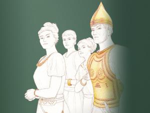 Visuel de l'exposition "Pouvoir et métal" représentant une famille aristocratique de l'âge du Bronze