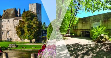 vues juxtaposées du château musée de Nemours et du musée de Préhistoire
