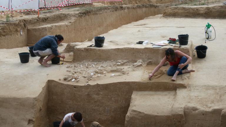 Vue du site archéologique d'Ormesson en cours de Fouille