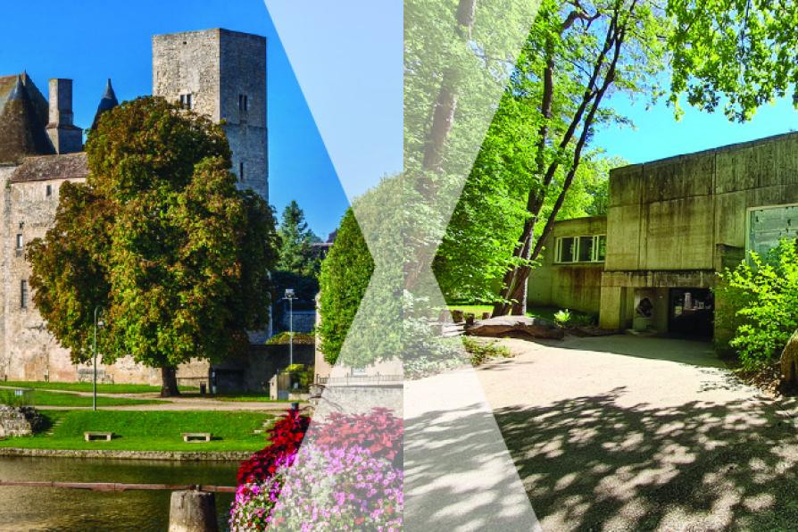 vues juxtaposées du château musée de Nemours et du musée de Préhistoire